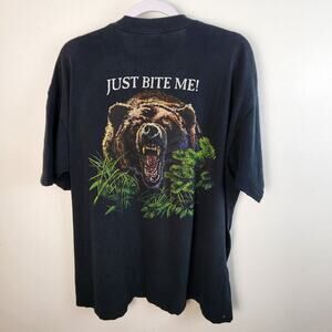Sleeping Bear Dunes Bite Me Bear Shirt Size XL Oversized Burnout Grunge Hobo